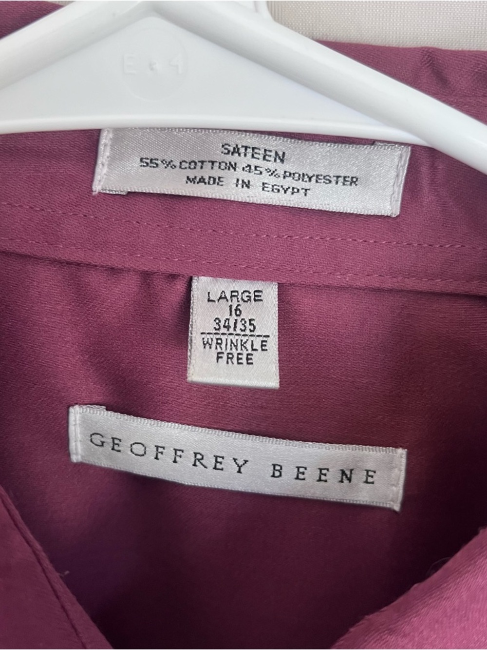 Men's Burgundy Long-Sleeve Dress Shirt Classic Fit Size 16 34/35 Geoffrey Beene - Picture 3 of 6